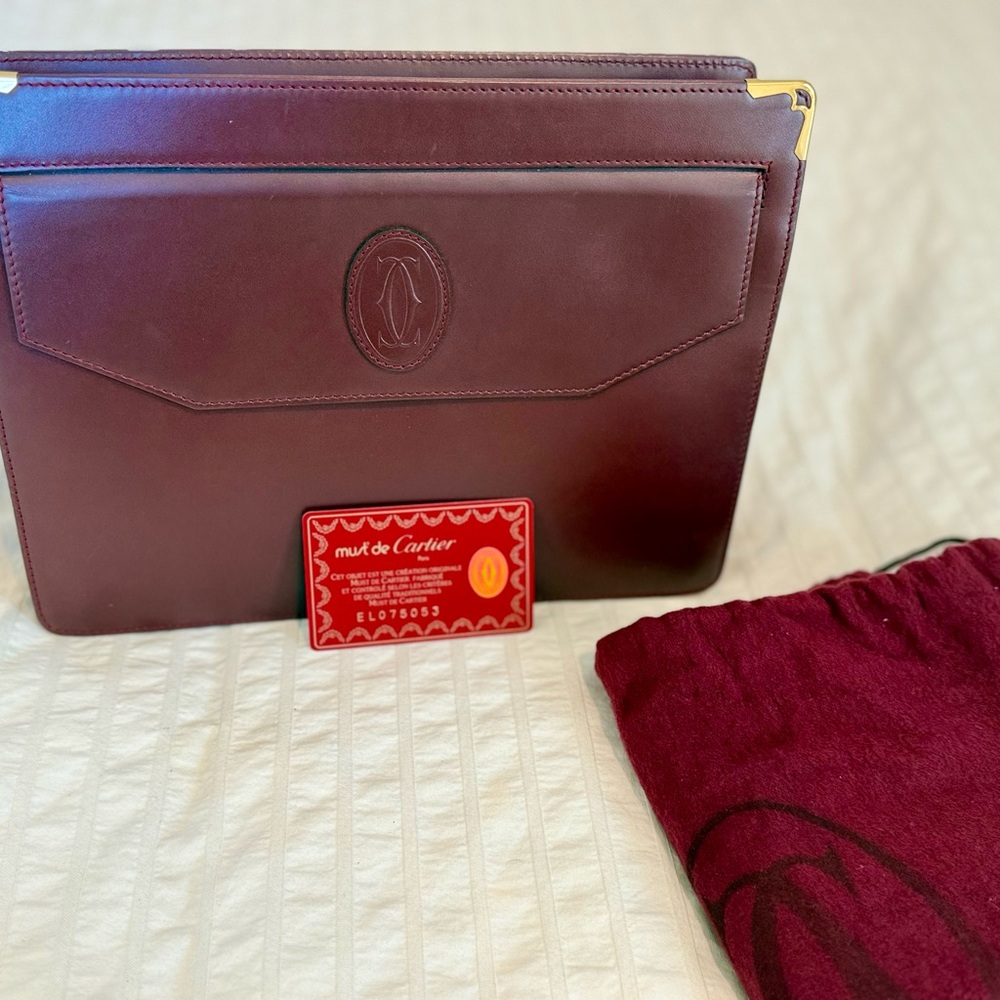 Cartier Burgundy Leather Clutch